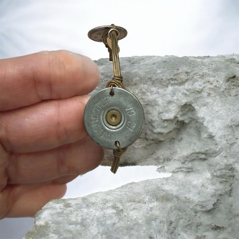 Shotgun Shell antique brass wire bangle